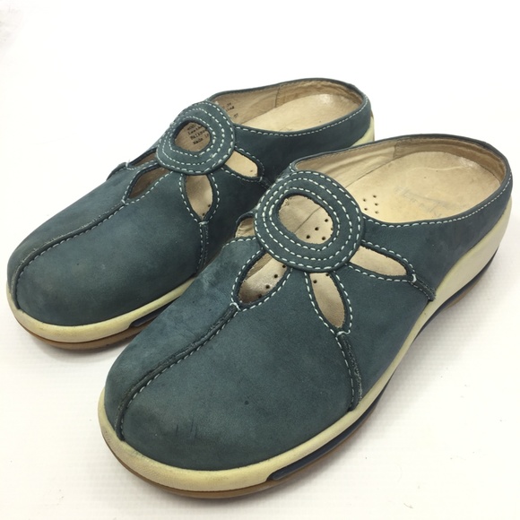 DANSKO  Blue Suede Mules Clogs Floral 9 / 39 - Picture 2 of 8
